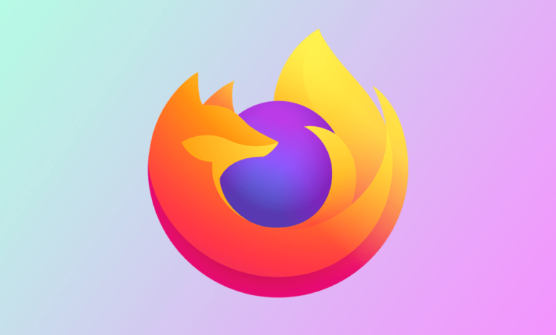 Firefox logo on multi colored background